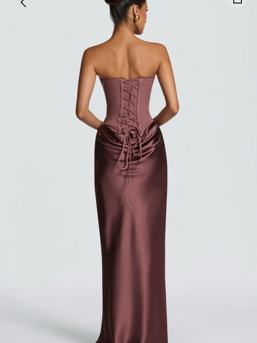 Strapless Mauve Maxi Dress - Women's Evening Gown - Picture 5 of 5